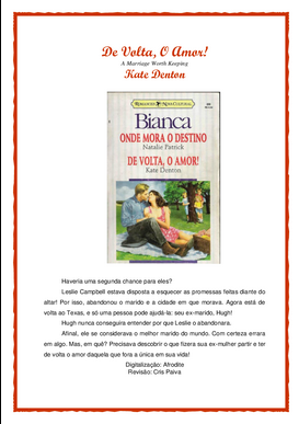 Kate Denton DE VOLTA, O AMOR