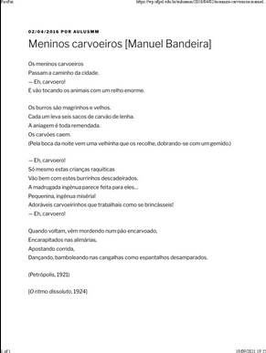 Manuel Bandeira MENINOS CARVOEIROS