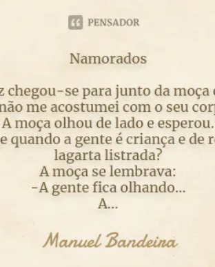 Manuel Bandeira NAMORADOS